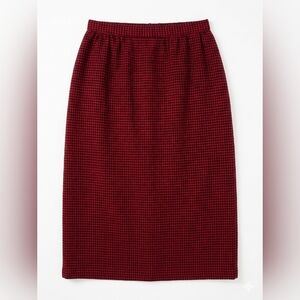 RARE PRISTINE Vintage Glenwick Wool Houndstooth Midi Skirt, Red/Black, Size 10
